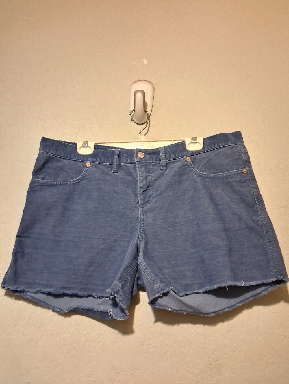 GAp Women Corduroy Short Cutoff Mid Rise Blue Sz16‎ Fray Hem Summer Casual